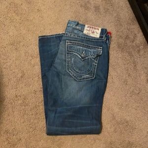 True religion jeans with white stitching